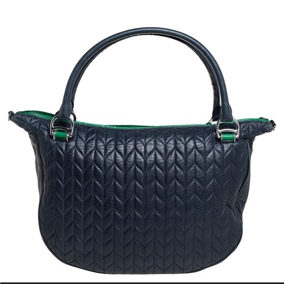 Lauren Ralph Lauren Handbags - Ralph Lauren Blue Quilted Leather Zip Satchel